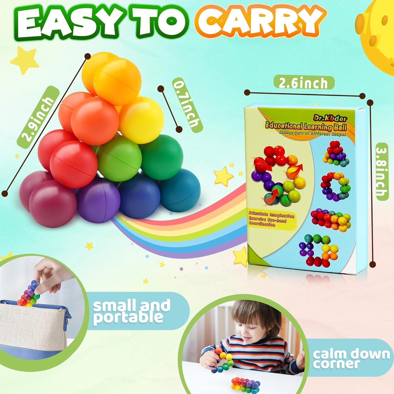 Endless Twisting Fun: Rainbow Sensory Ball for Creative Play & Relaxation