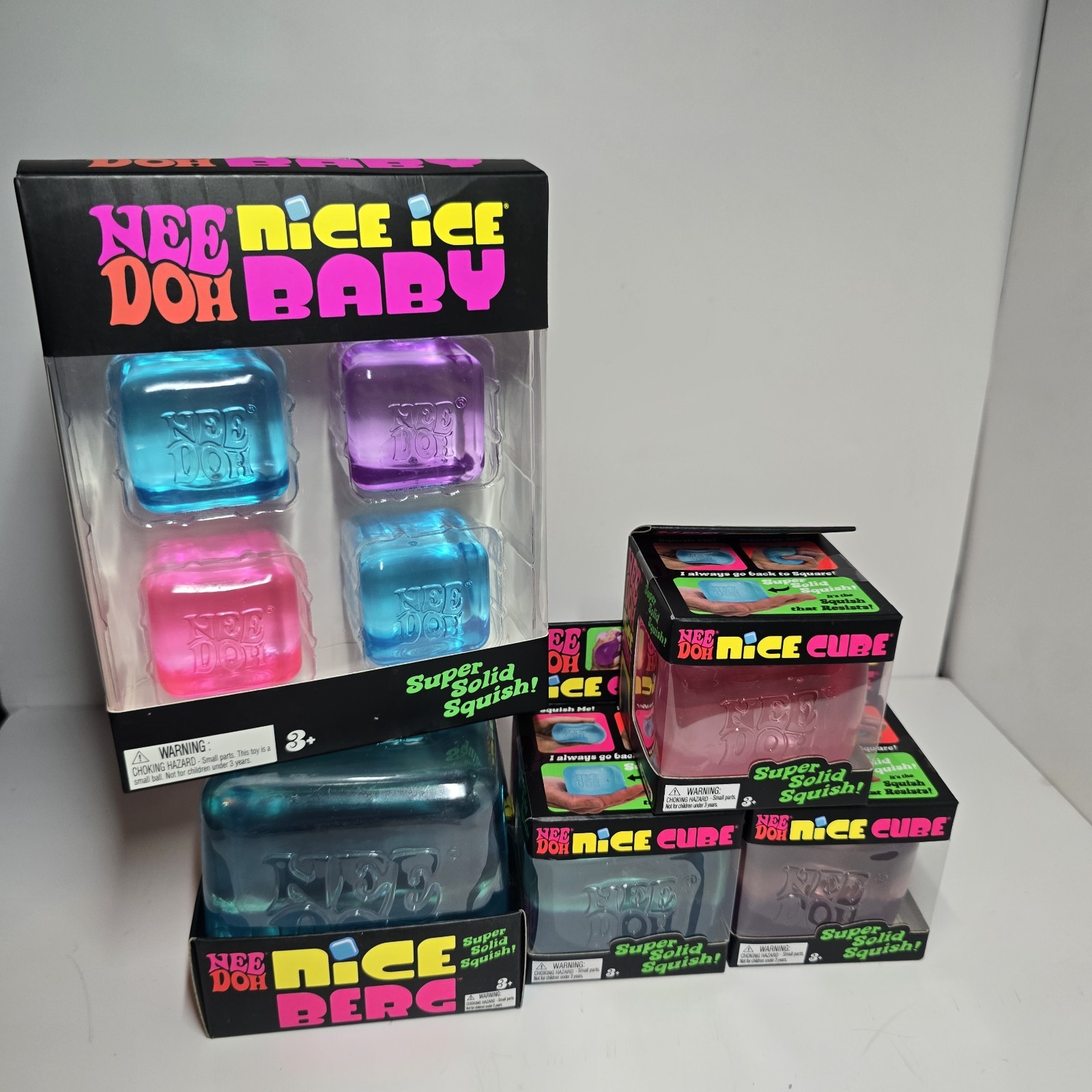 NeeDoh Bundle Nice Ice Baby Cube 4 Pack, Nice Berg and 3 Nice Cubes
