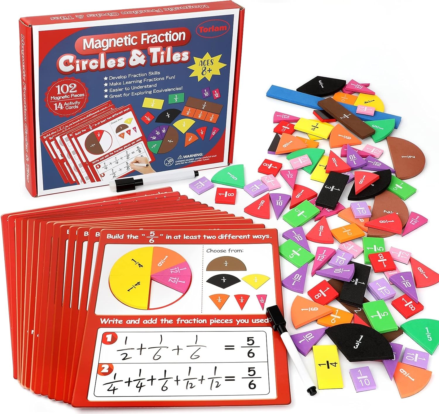 Magnetic Fraction Tiles & Fraction Circles Activity Set Elementary Math Teaching
