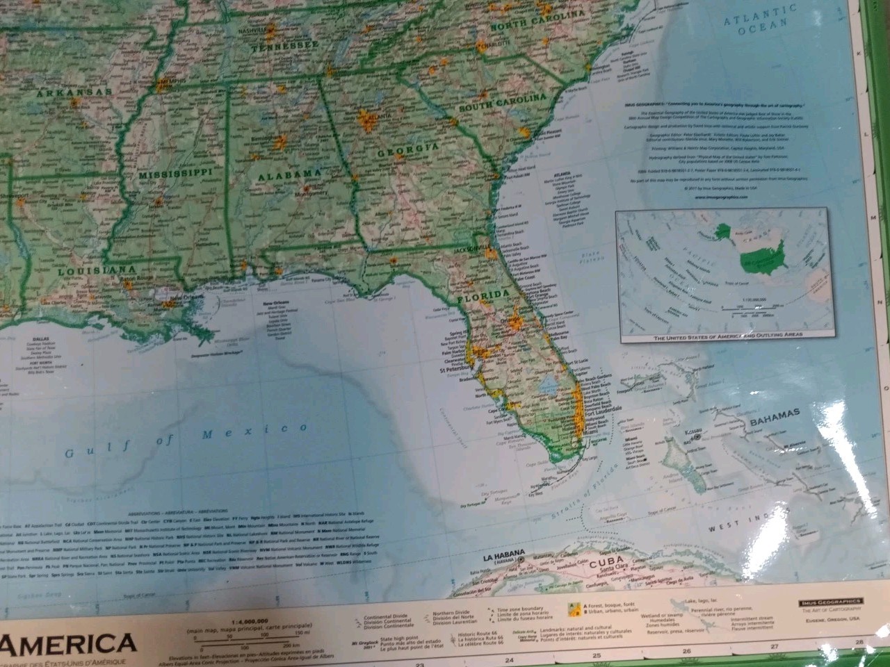 Classroom Laminated Map Of The United States 50″x35″ Imus Geographic (Detailed)