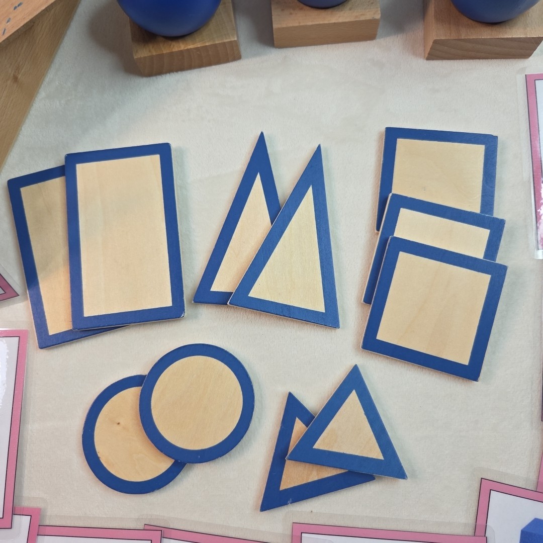 Montessori Geometric Shapes 3D & 2D Solids Wooden Toys Math Games Homeschool