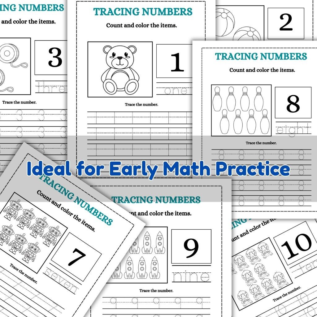 100 Printable Number Tracing & Counting Worksheets for Kids