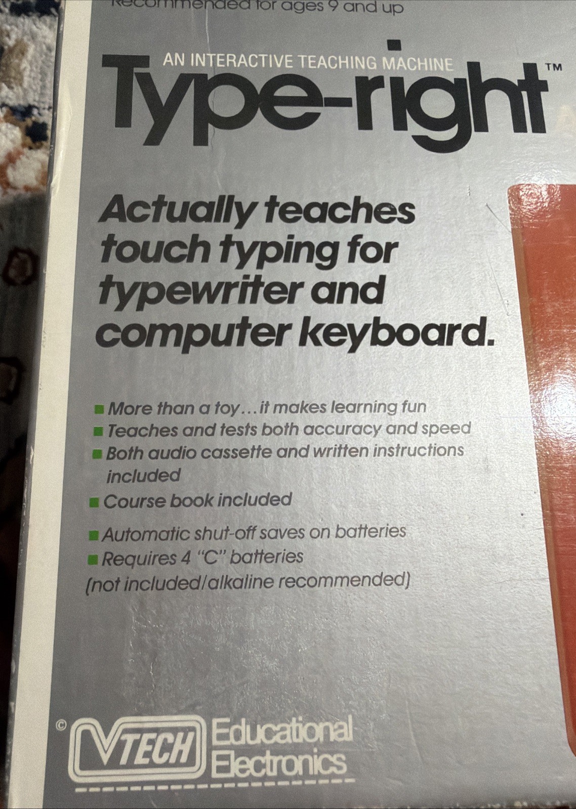 VTG 1985 VTech Type-Right Pre-Computer Typing Tutor w/ Course Book & Tape WORKS