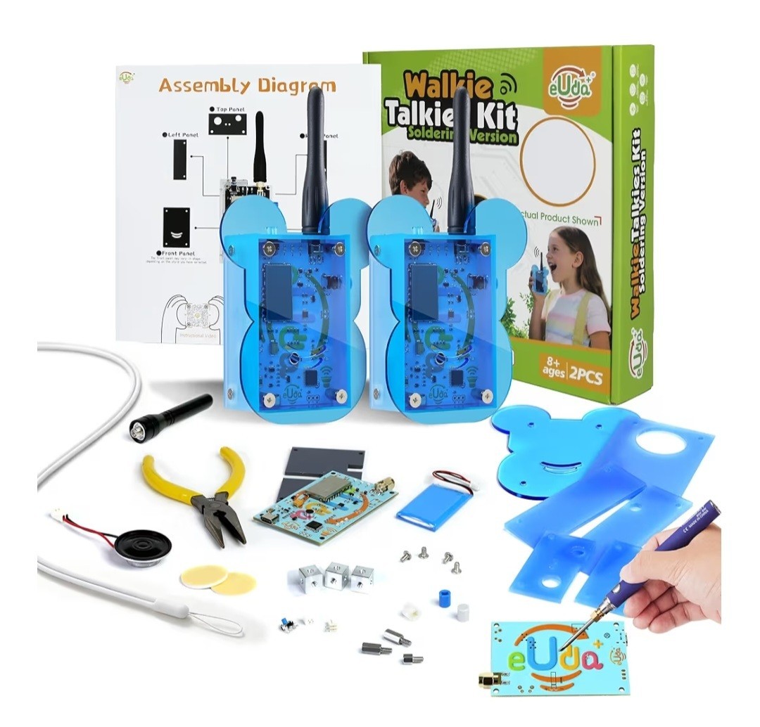 eUda+ STEM DIY Electronic Walkie Talkie Kit Soldering Toy For for 8yrs&Up NEW
