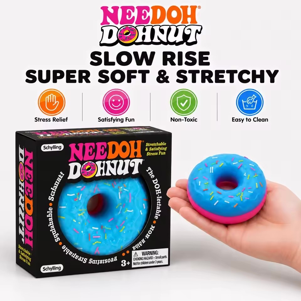 Schylling NeeDoh Donut Blue Nee Doh Sprinkles Swapable Real Dohnut Fast Ship!