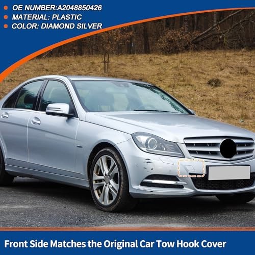 ACROPIX Front Side Car Bumper Tow Hook Cover Tow Cover Cap Diamond Silver Fit