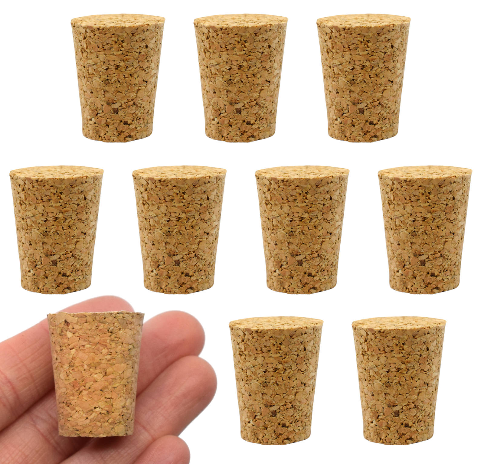 10PK Cork Stoppers, Size #8 – Tapered Shape – Eisco Labs