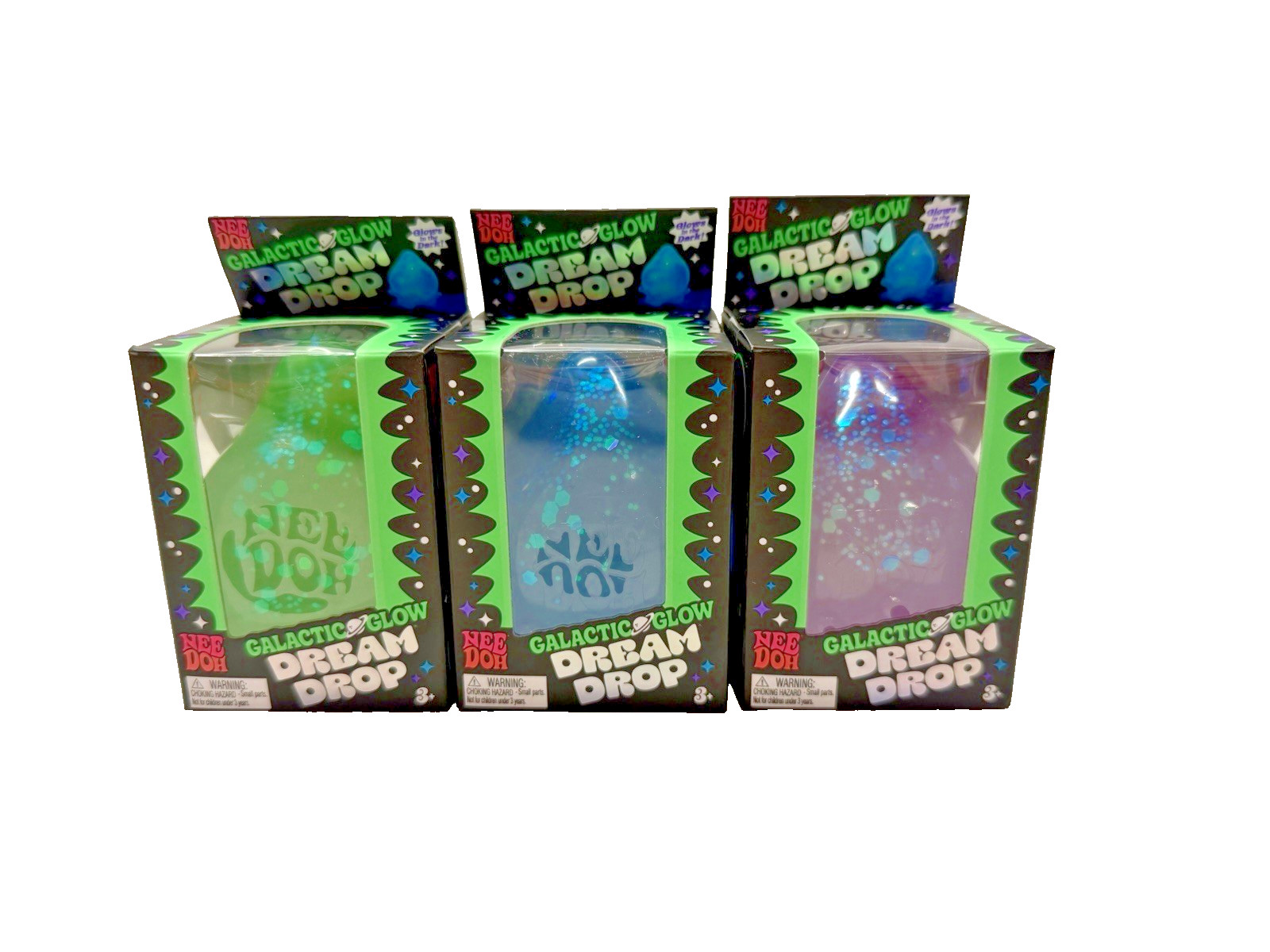 Nee Doh Galactic Glow Dream Drop Squeeze Toy Green/Blue/Purple 26060HY
