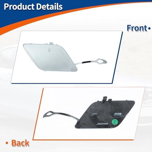 ACROPIX Front Side Car Bumper Tow Hook Cover Tow Cover Cap Diamond Silver Fit