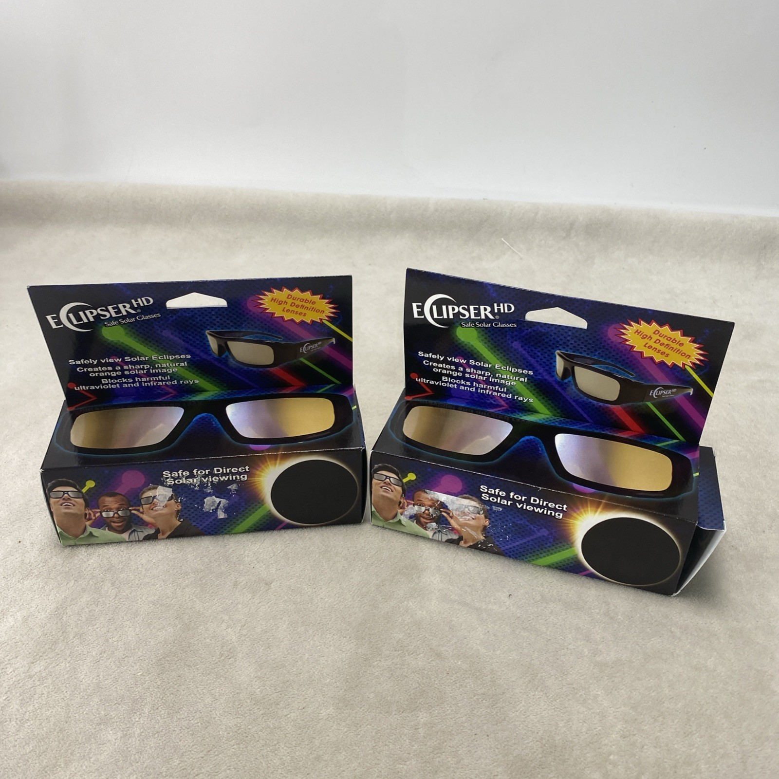 2 Pair ECLIPSER HD Safe Solar Glasses (New In Box) Safety Science Eclipse