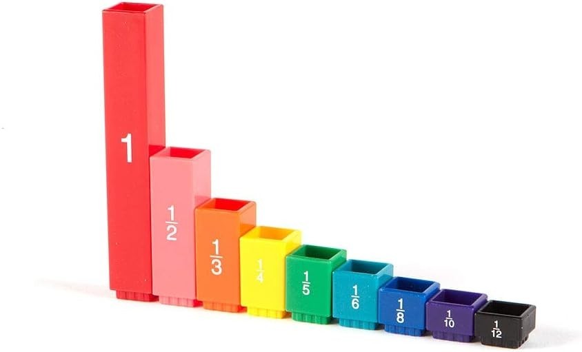 Rainbow Fraction Tower Cubes Set of 51 Multi Color Plastic Math Manipulatives