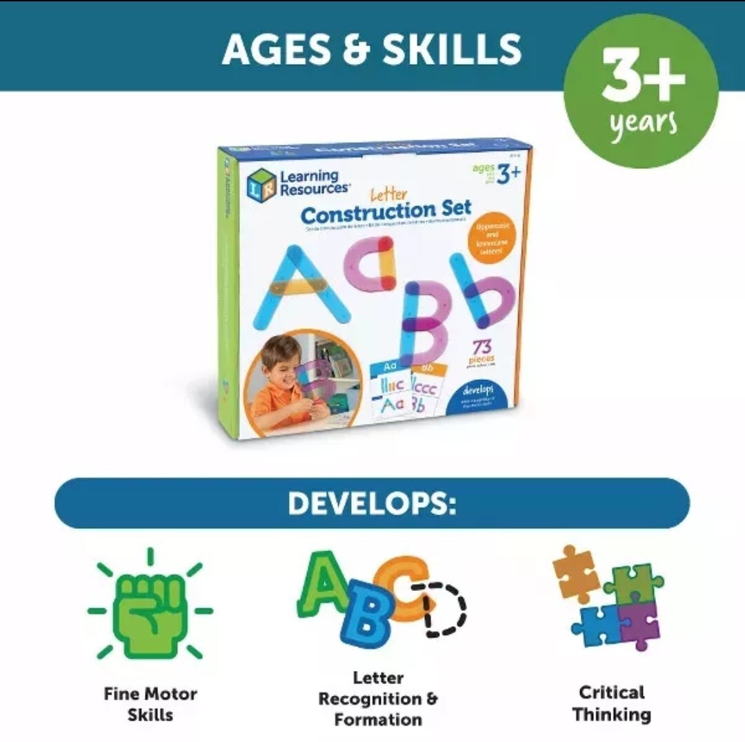 NEW Learning Resources Letter Construction Activity Set Ages 3+ OT FREE SHIP US