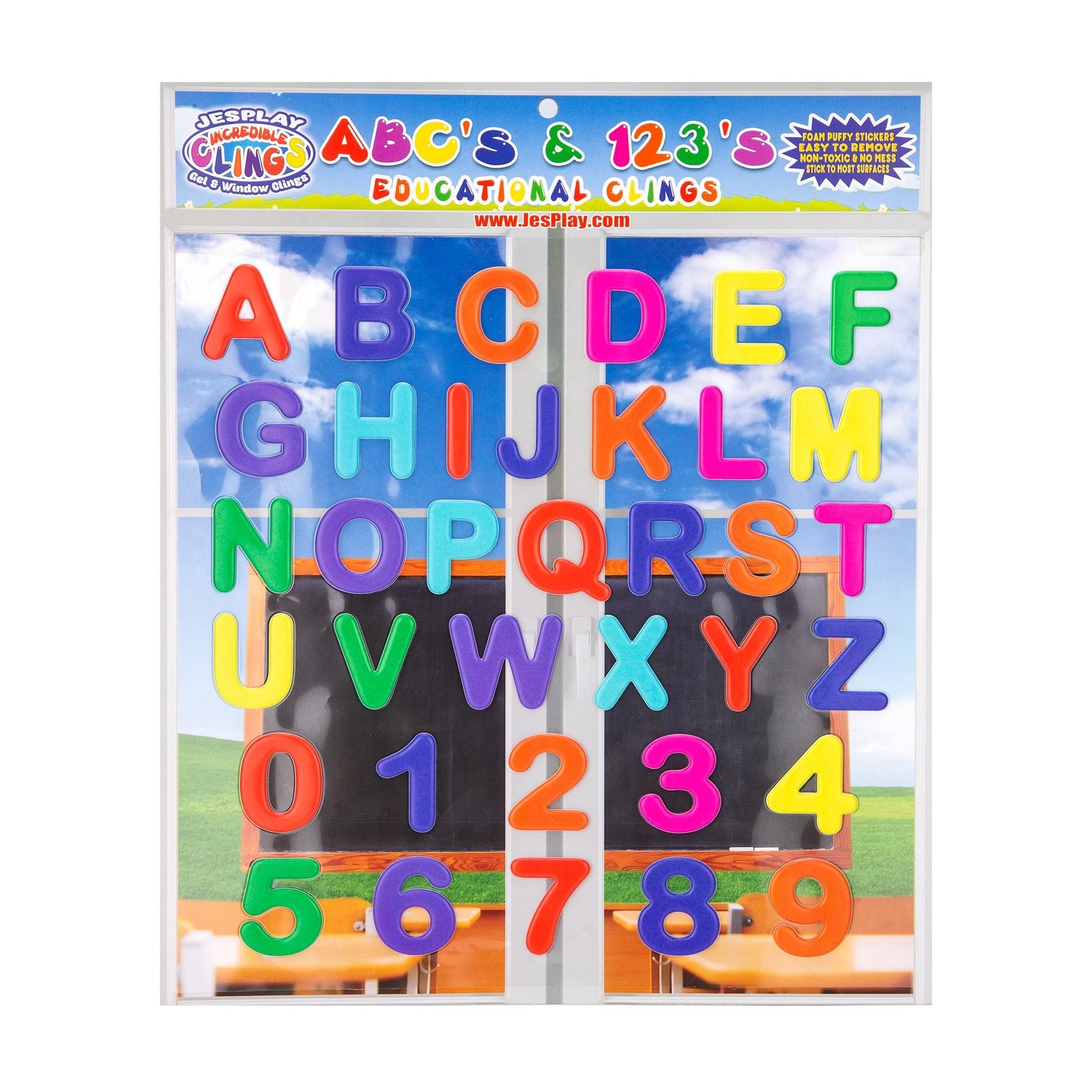 Alphabet Letters & Numbers – 36 Piece Reusable Window Stickers Gels & Decals …