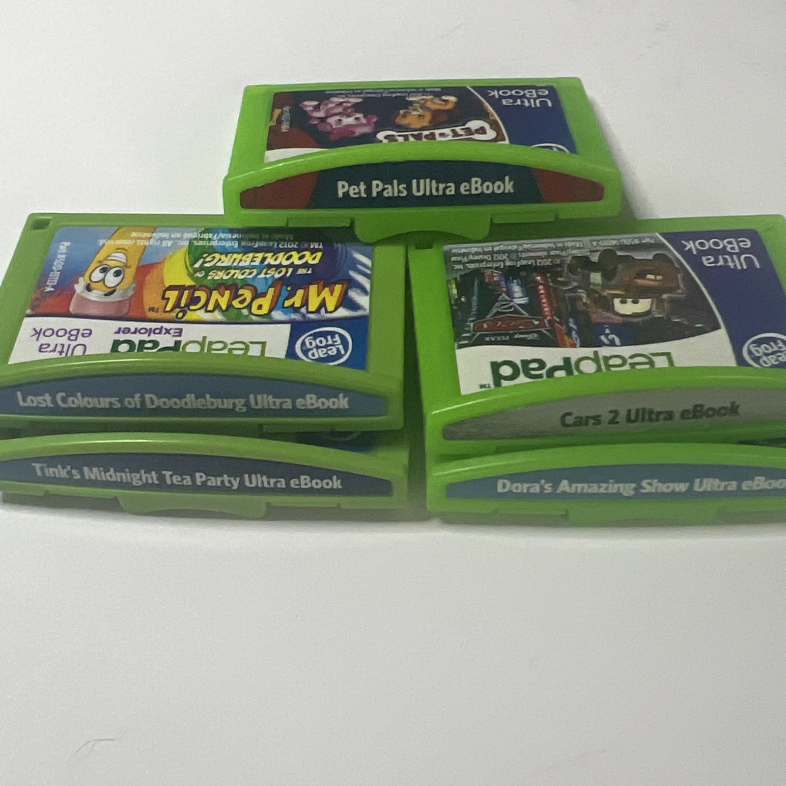 Lot of 5 Leap Frog LeapPad Learning Games Mr Pencil Dora Pet Pals Cars Fairies