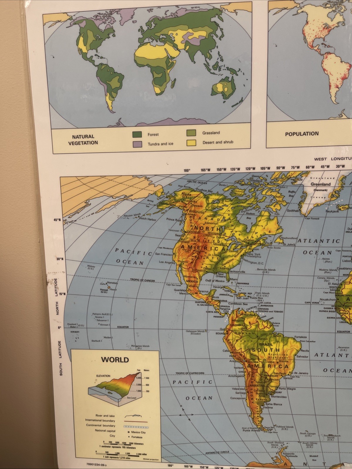 Nystrom Herff Jones Laminated World United States 2-Sided Map 17 x 22 Map#2BSM1
