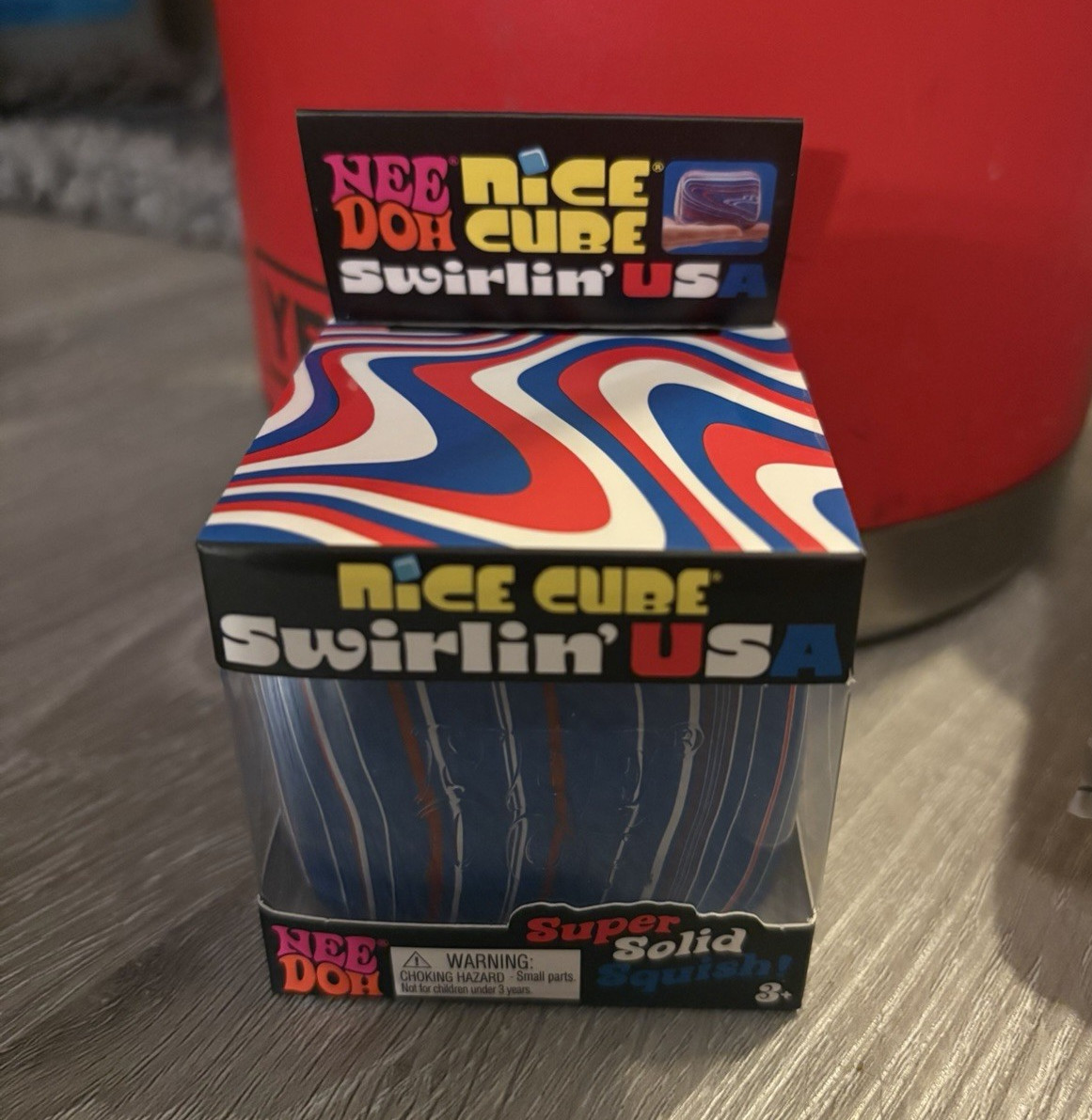 Schylling NeeDoh Nice Cube Swirlin’ USA Squish, R/W/B (25190NAB)