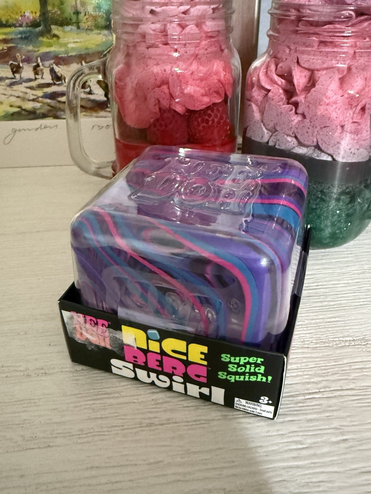 NeeDoh Nice Berg Swirl XL Giant Nee Doh Squishy Swirl Cube Purple Pink Blue