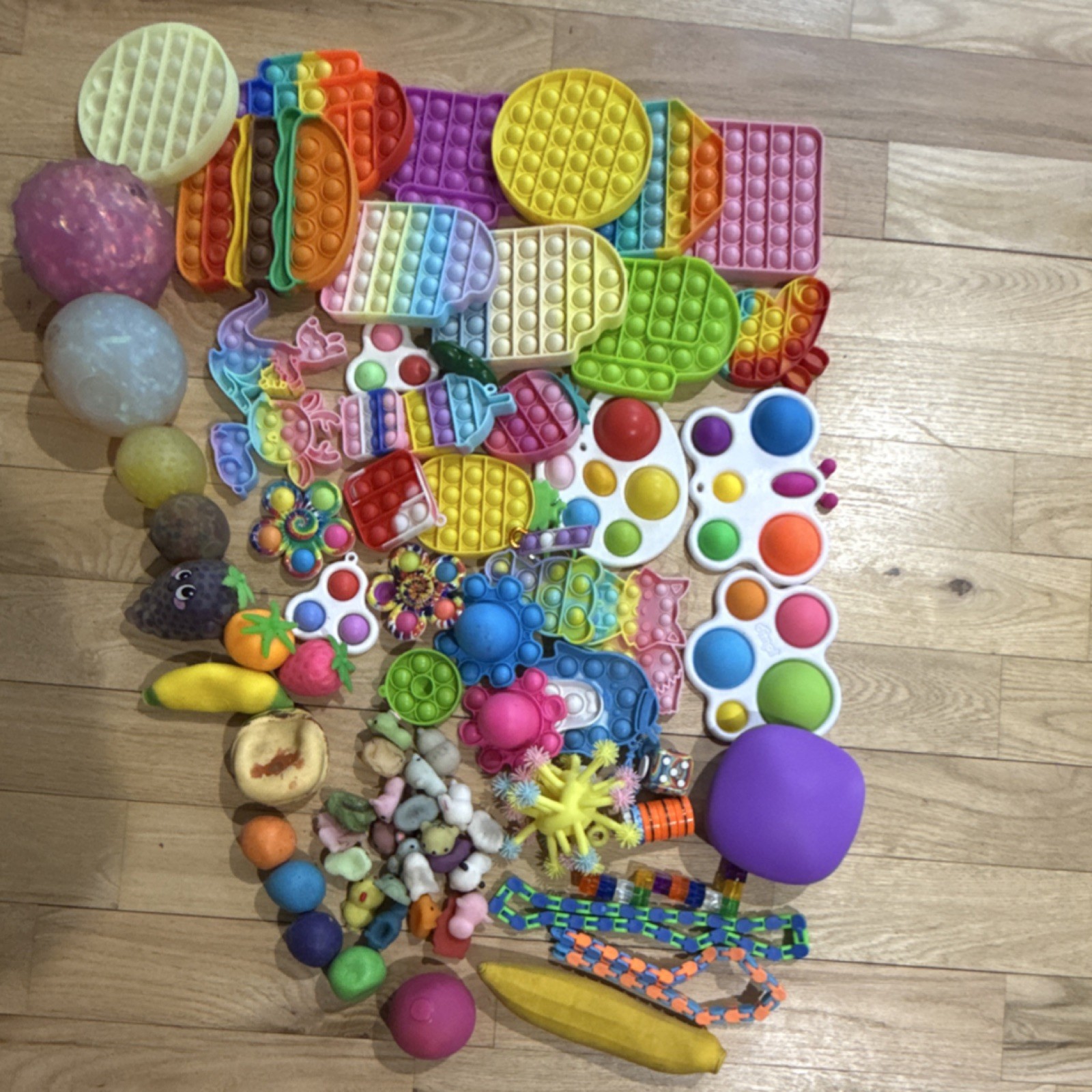 Assorted Sensory Fidget Toys Lot – Poppers, Squishy Balls, Multi-Color