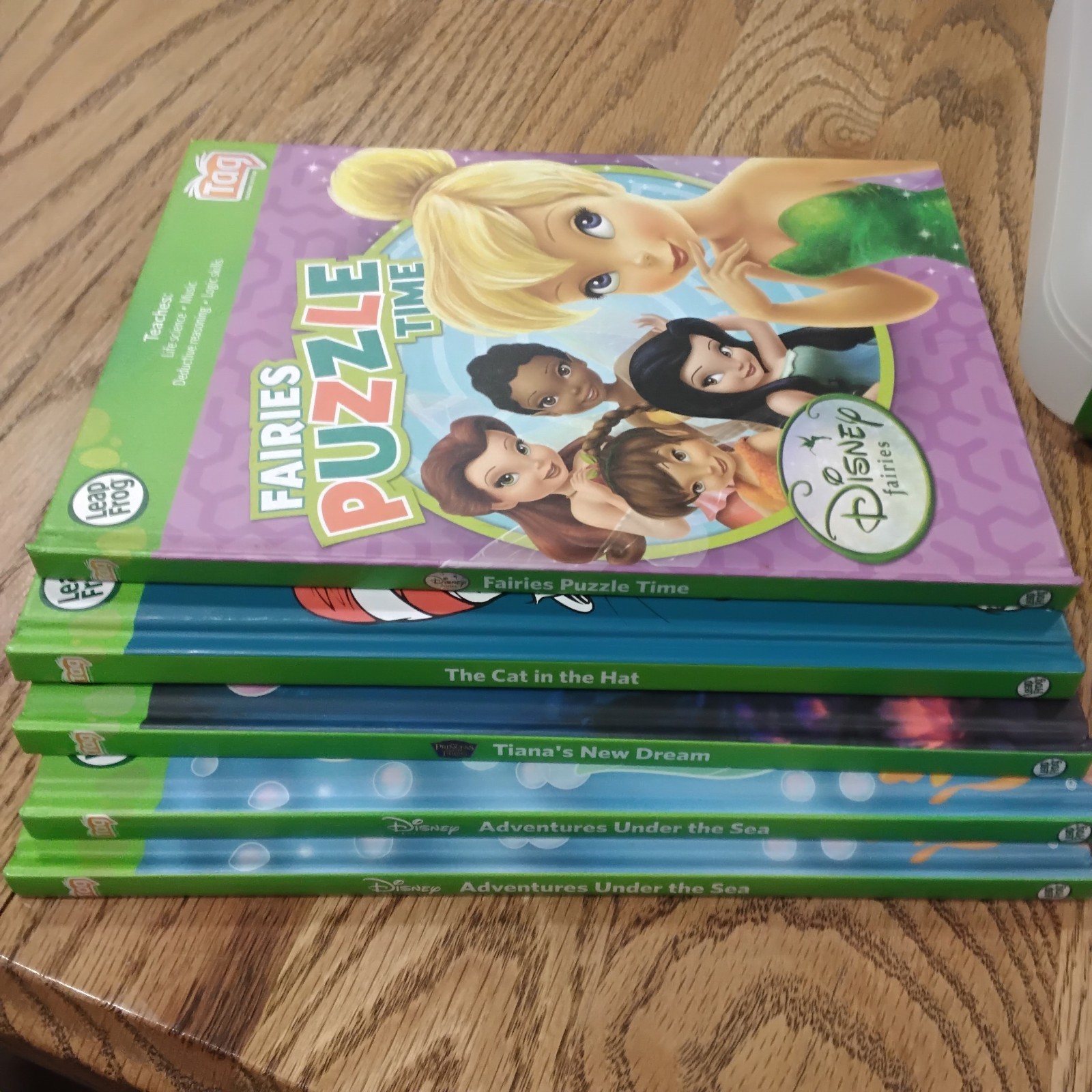 Leap Frog Tag Reader Pen Case & Books Lot Little Mermaid Princess Cat In The Hat