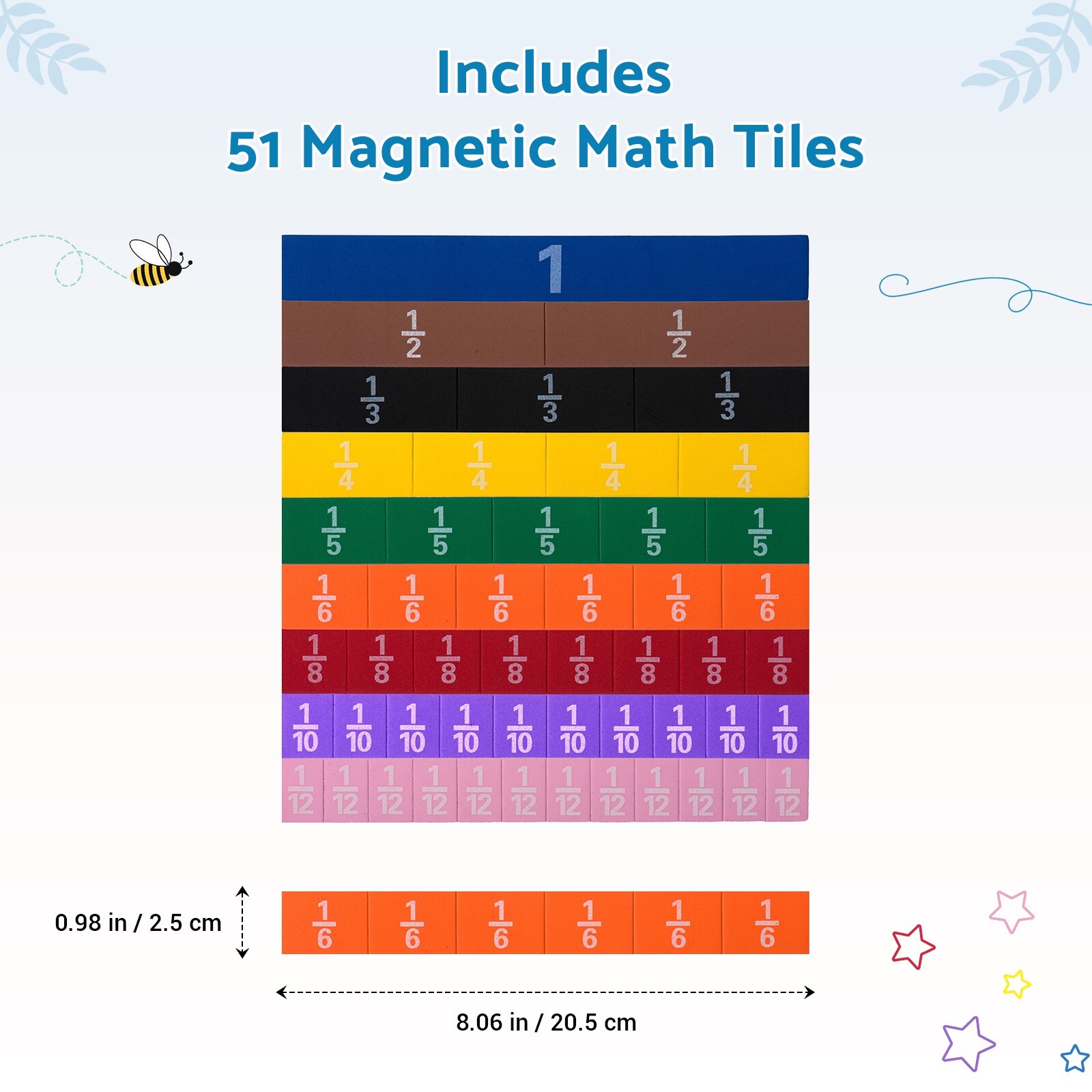 Montessori MAGNETIC FRACTION TILE Math Teaching System Fun & Learning Experiencs