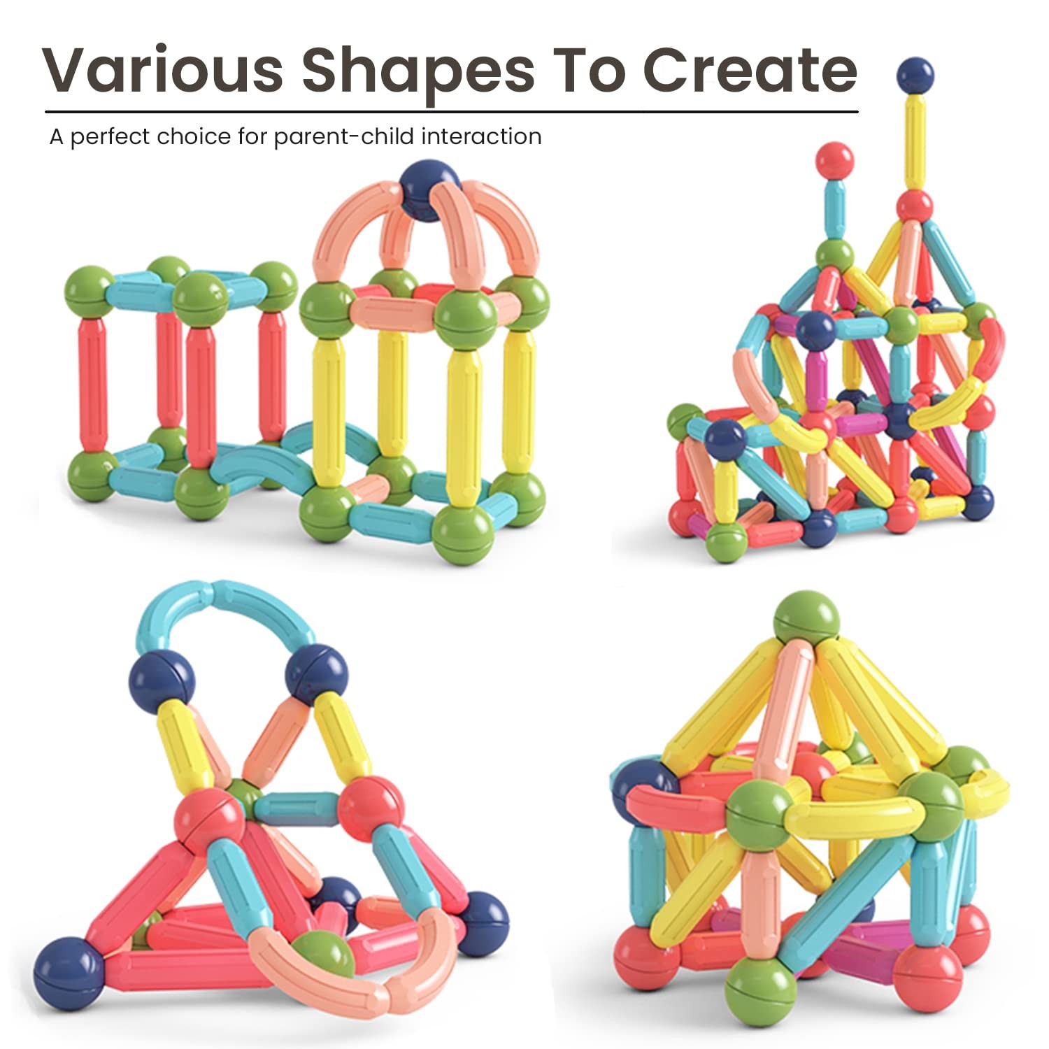 BAKAM Magnetic Building Blocks for Kids Ages 4-8, STEM 25PCS, Multicolored
