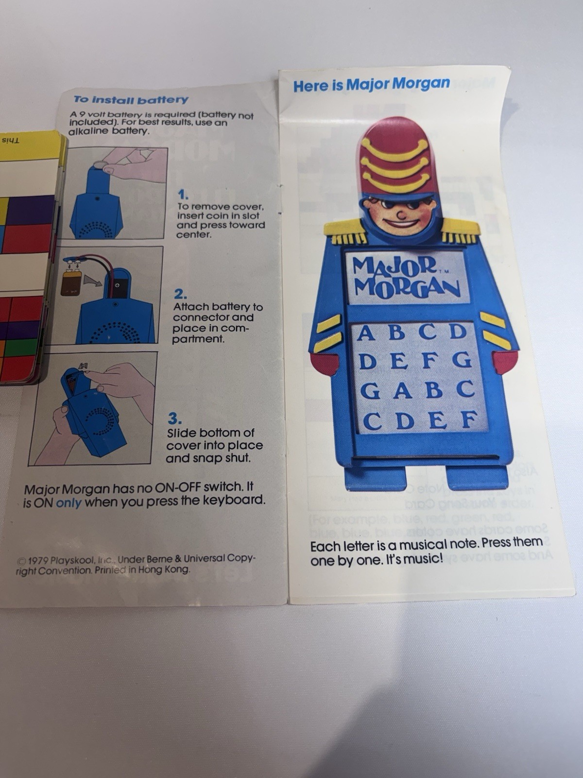 Vtg 1979 Playskool MAJOR MORGAN Electronic Organ Toy w/ 6 Song Cards WORKS VG+