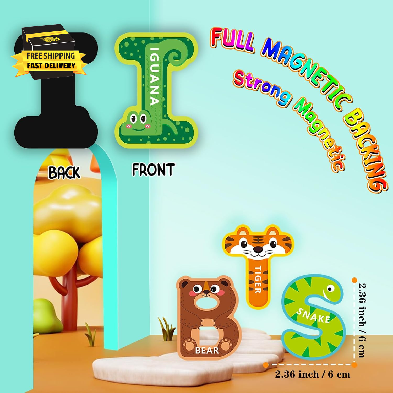 Alphabet Magnets, Fridge Magnets for Toddlers 1-3, Magnetic Alphabet Letters, AB