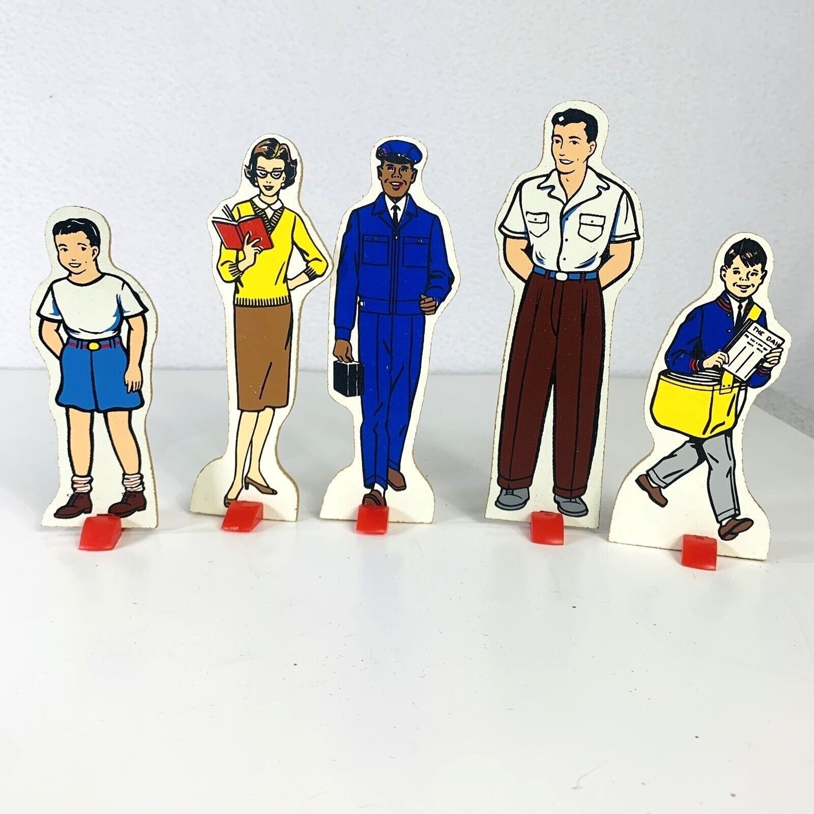 Vintage 1967 Story Board Set Modern Family Figures MCM Stand Up People By Judy