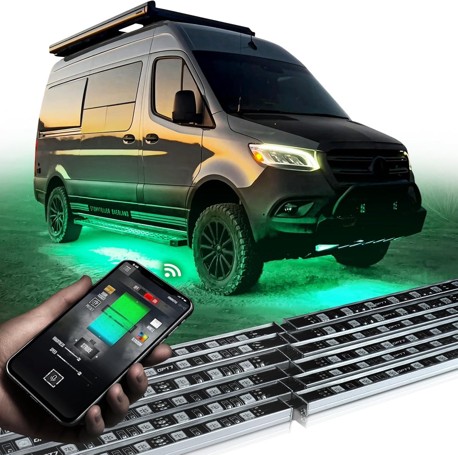 OPT7 Aura Pro Underglow Lights Kit for Class B & B+ RV Motorhomes with APP