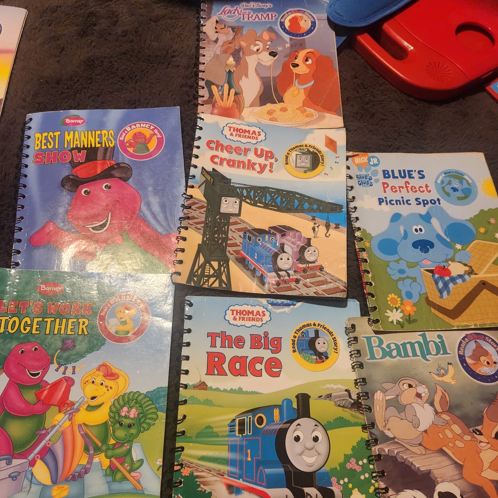 Story Reader Lot Of 7 Books Bambi Lady & The Tramp Thomas Barnie No Cartridges