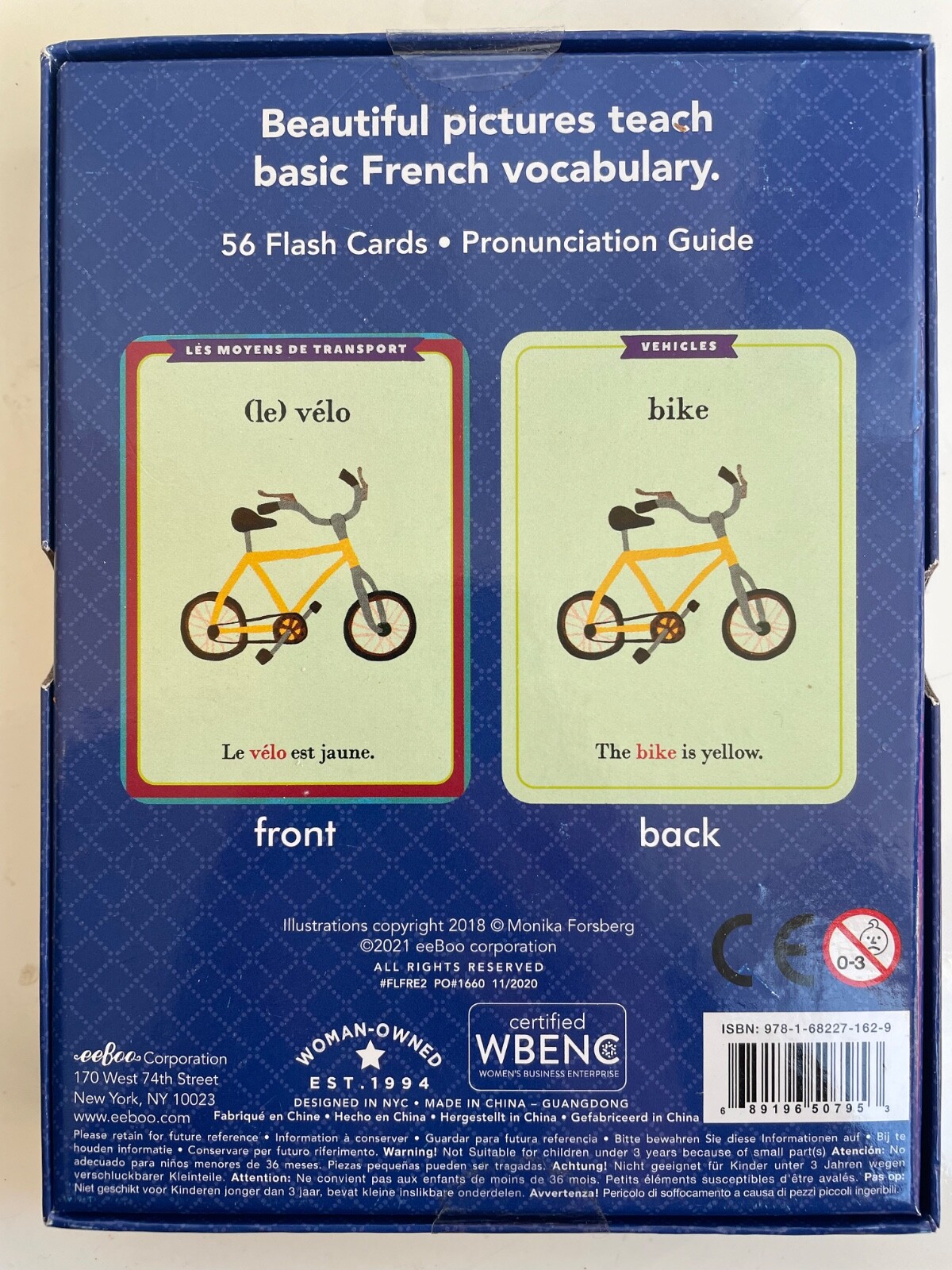 One lot of 3 Quantity eeBoo French Vocabulary Flash Cards for Kids 4+