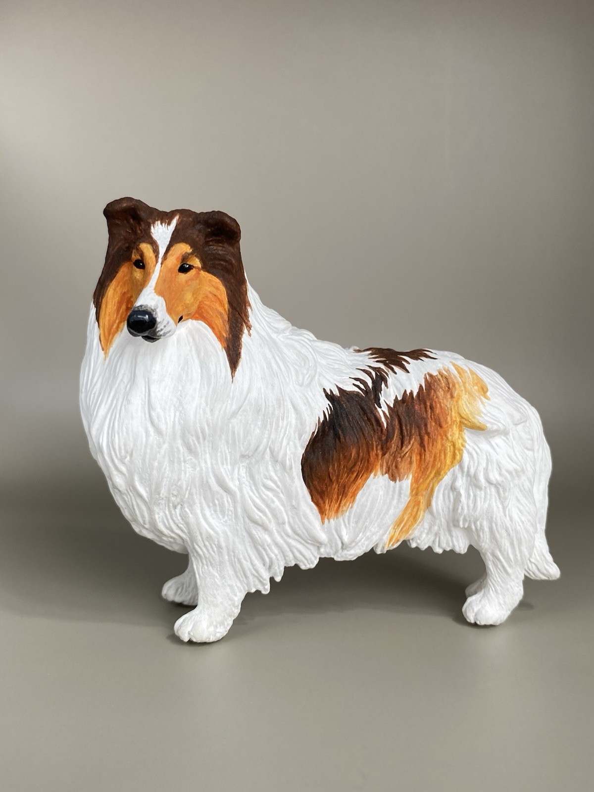 OOAK Custom Schleich Safari Ltd Rough Collie Sheep Dog Plastic Toy Animal Figure