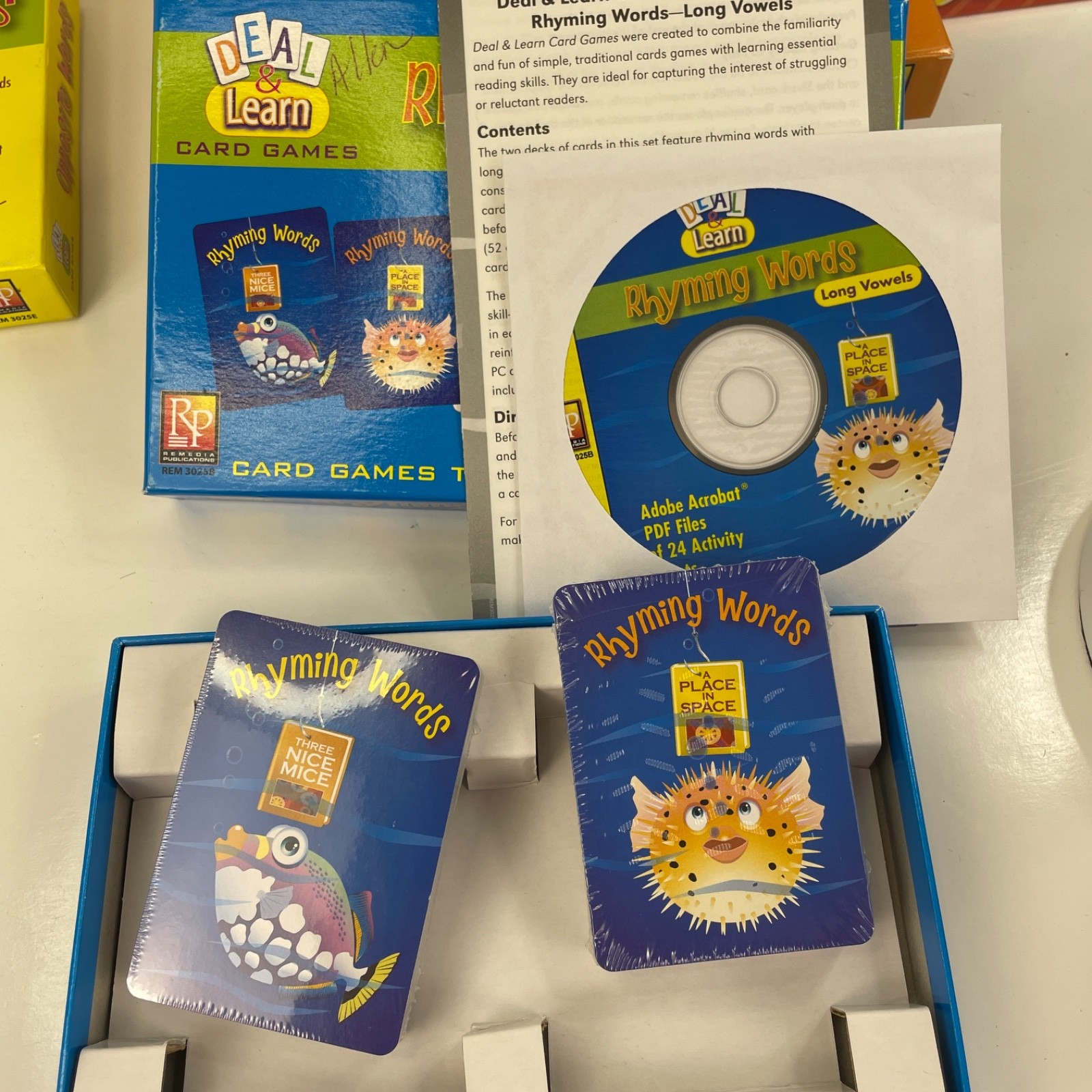 4 Deal & Learn Card Games Rhyming, Opposite & Sight Words + Activity CDs Remedia