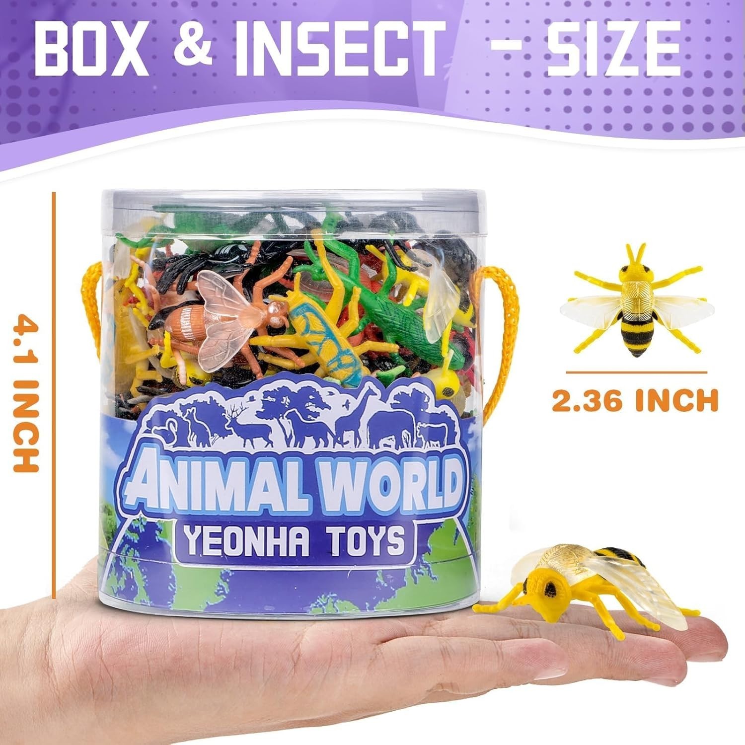 60 Piece Mini Insect Toys with Gift Box, Plastic Bug Figure for Kids, Fake Bug
