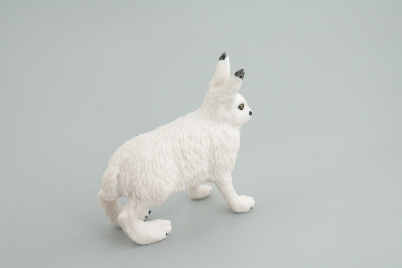 White Rabbit Toy, Arctic Hare, Hand Painted Rubber Toy 2.5 Inches CH876 BB199