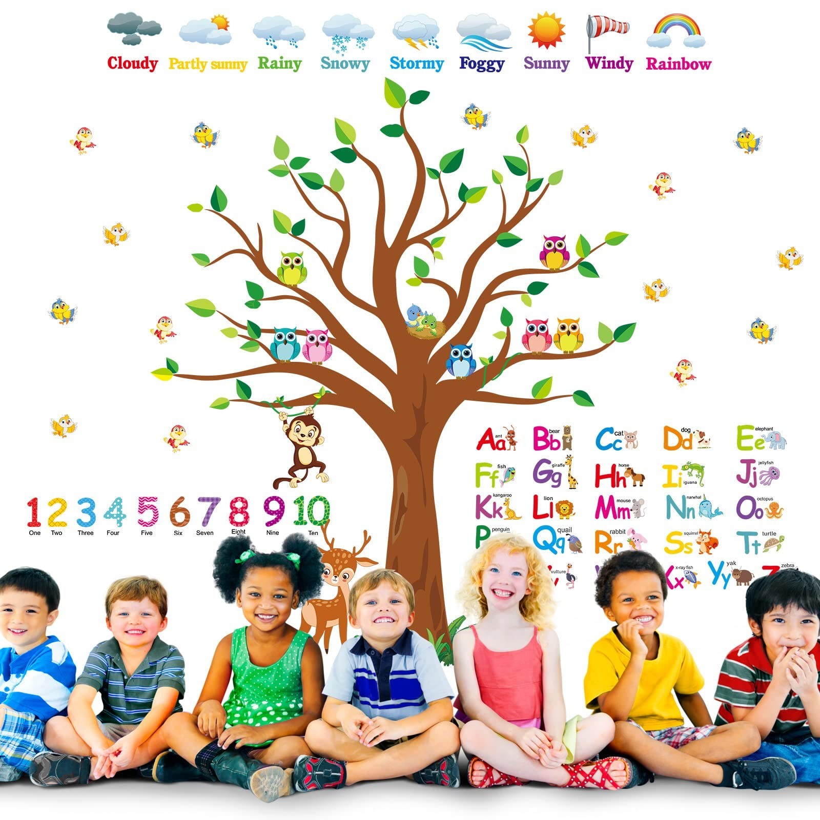 Pajean 4 Sheets Alphabet & Number Wall Decals for Kids Numbers Learning Child…