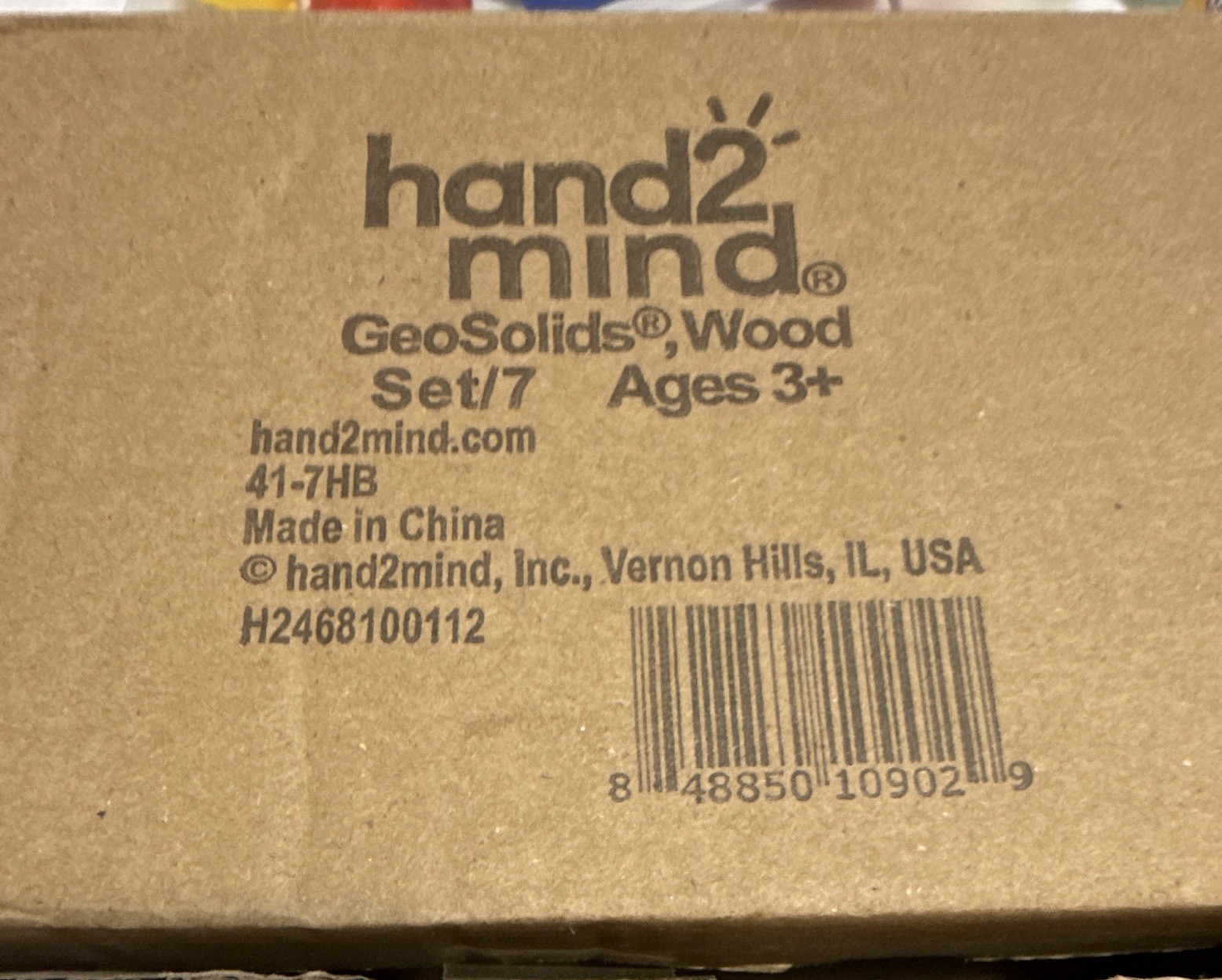 hand2mind GeoSolids Wood Set of 7 Mathematics Toy Ages 3+