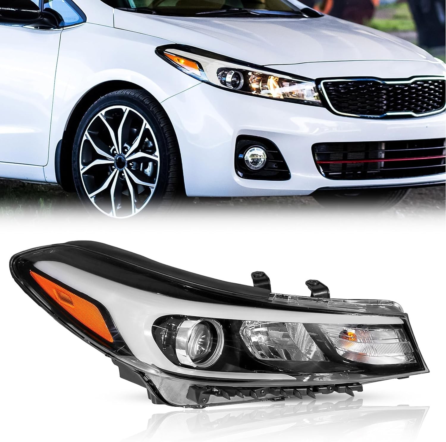TODO Headlights Assembly Compatible with 2017 2018 Kia Forte & Forte 5 with Bulb