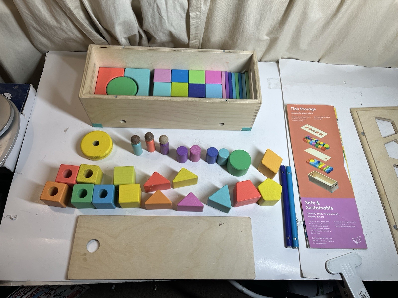 LOVEVERY The Block Shape Wooden Montessori Kids 59 Pieces Incomplete READ