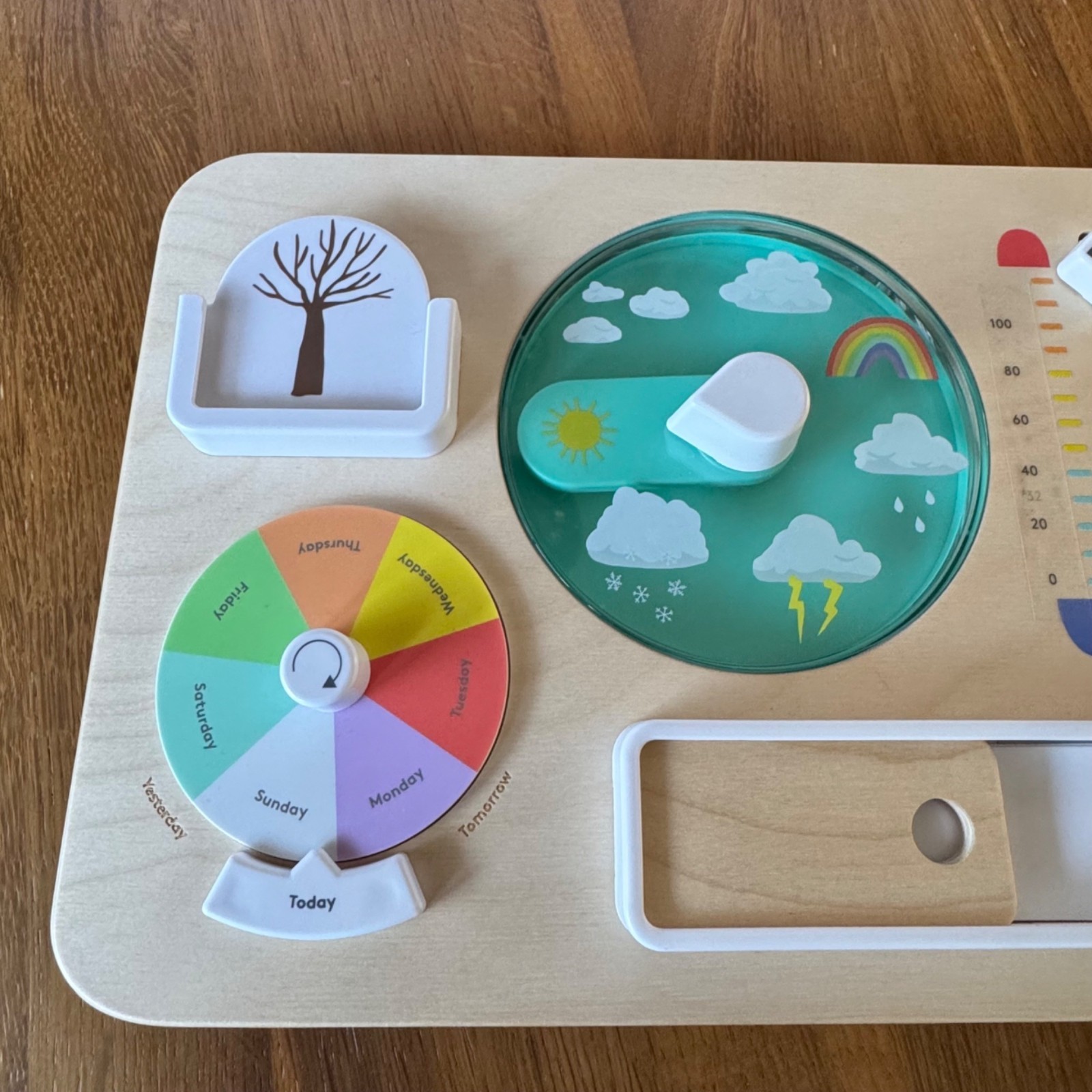 LOVEVERY Plan Ahead Weather Board Wooden Montessori Toy Calendar Planner Toddler
