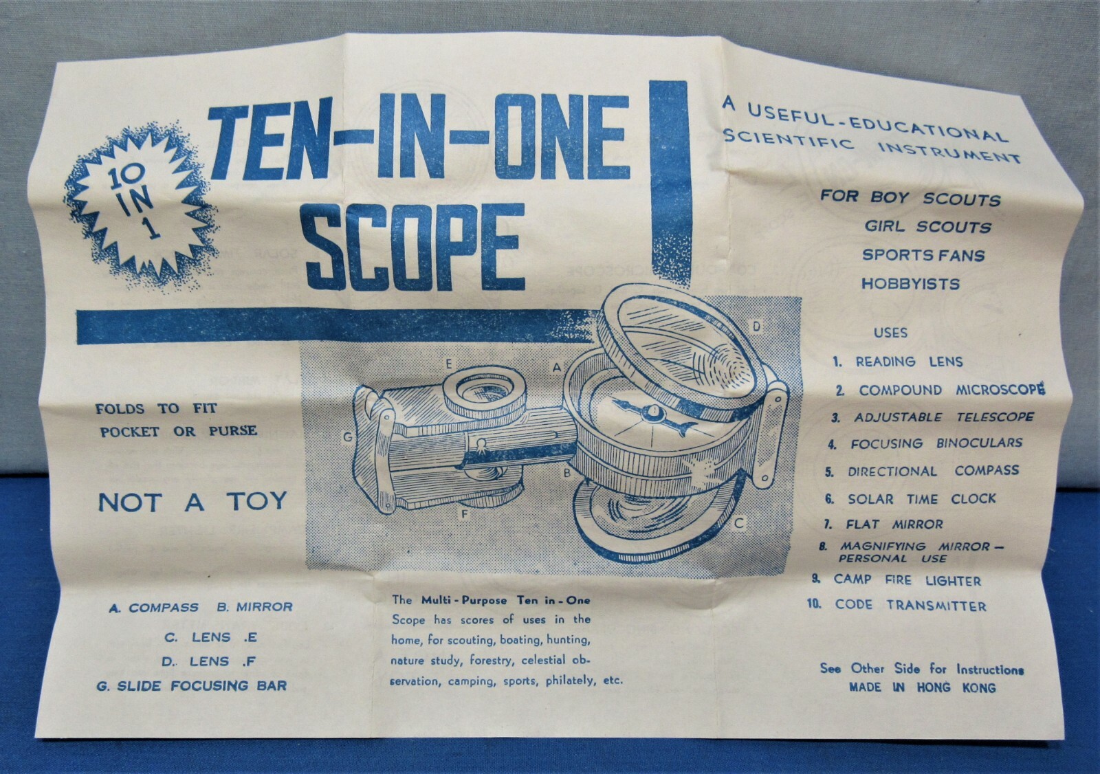 10 in 1 ~ Optical Gadget ~ Telescope ~ Binoculars ~ Compass 1960’s