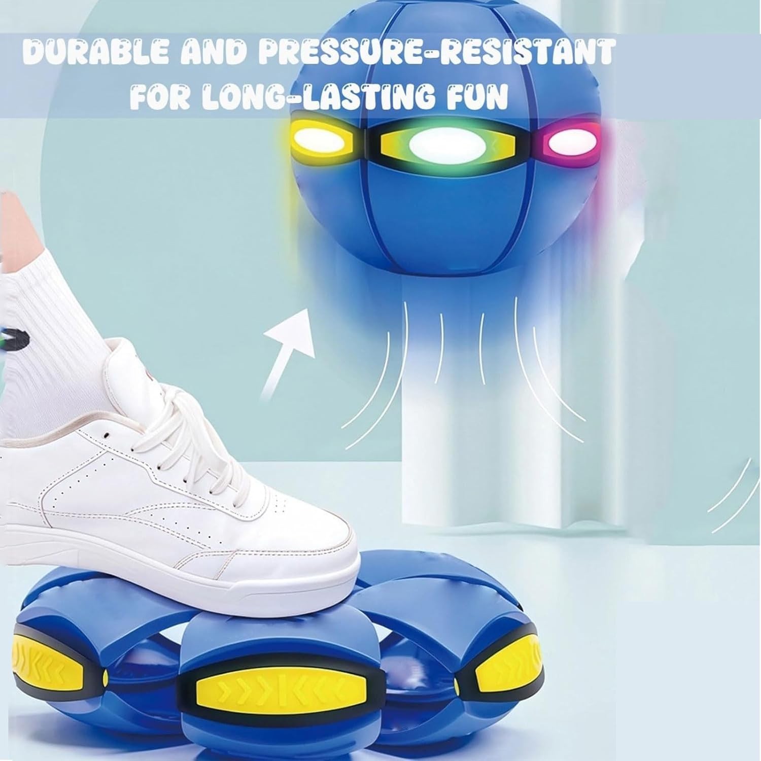 Transforming LED Bouncing Ball & Flying Saucer with 6 Colorful Lights (blue)