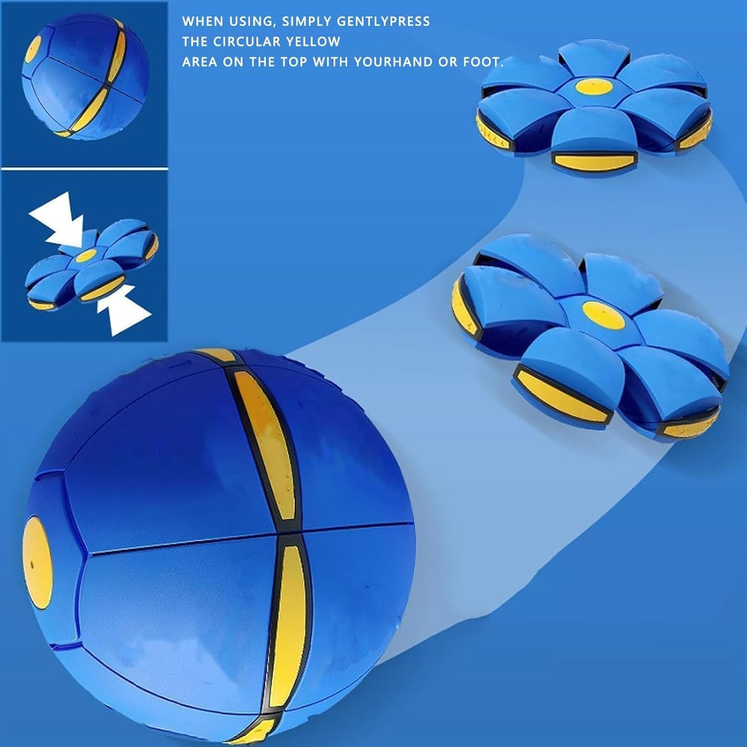 Transforming LED Bouncing Ball & Flying Saucer with 6 Colorful Lights (blue)