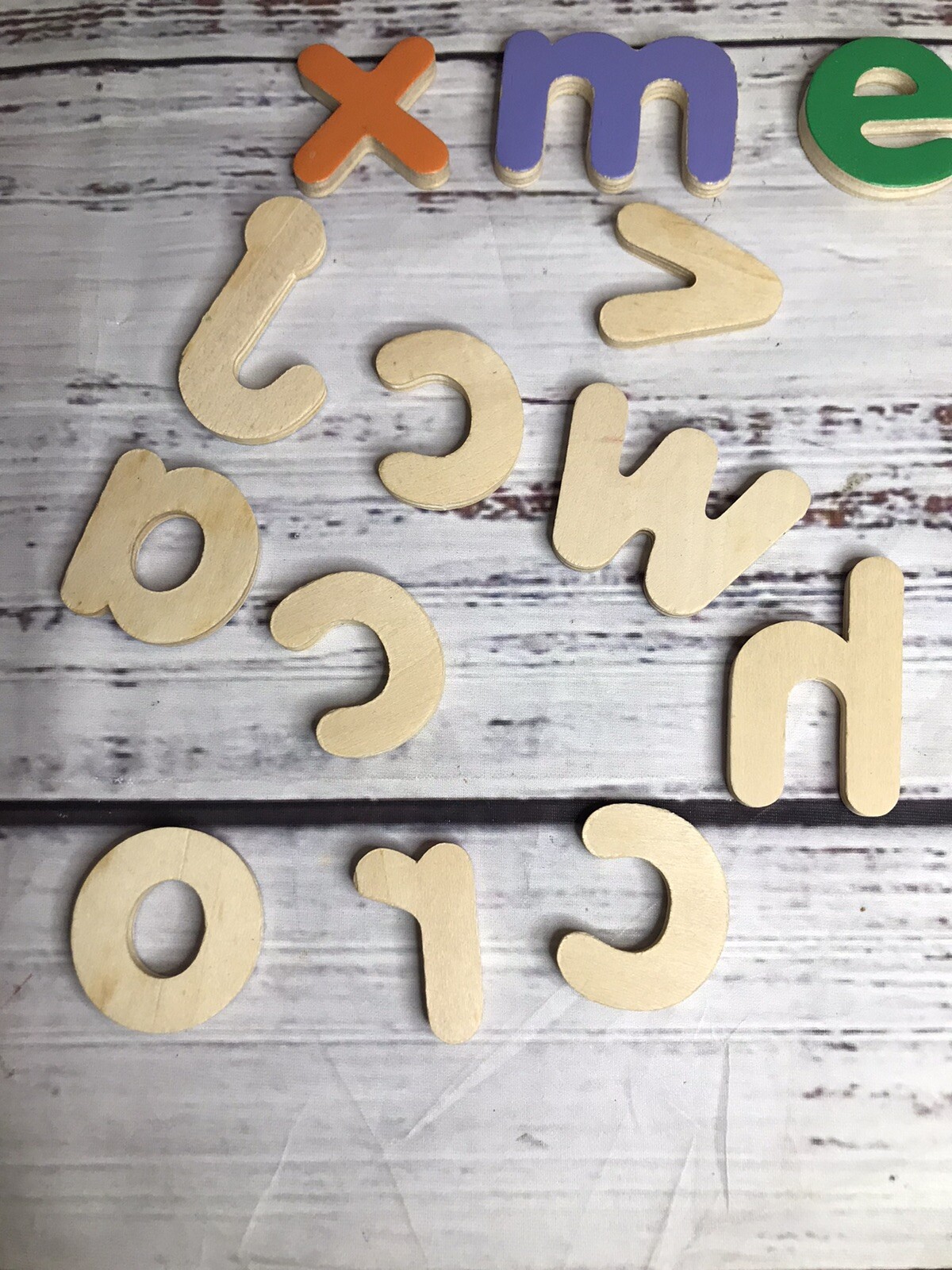 Wooden Alphabet Letters A to Z Vivid Colors Education Crafts School Teacher