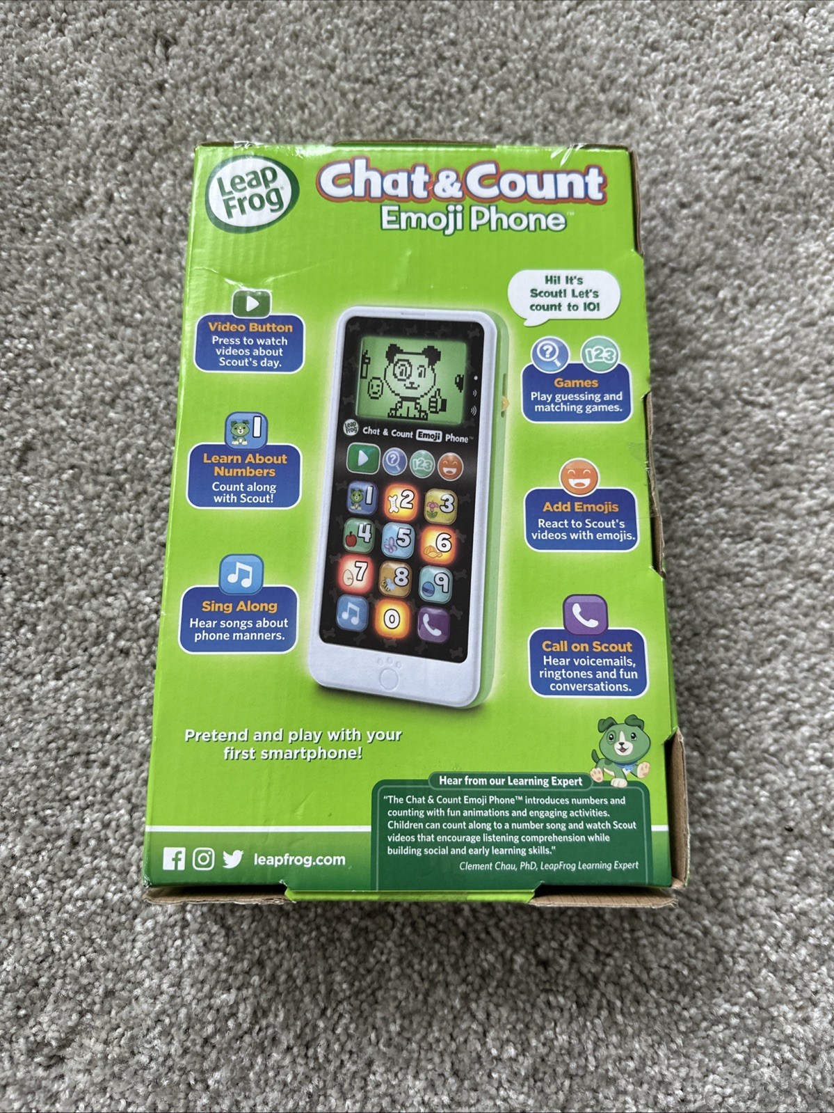 LeapFrog Chat and Count Emoji Phone Fun Learning for Kids Smart Phone New