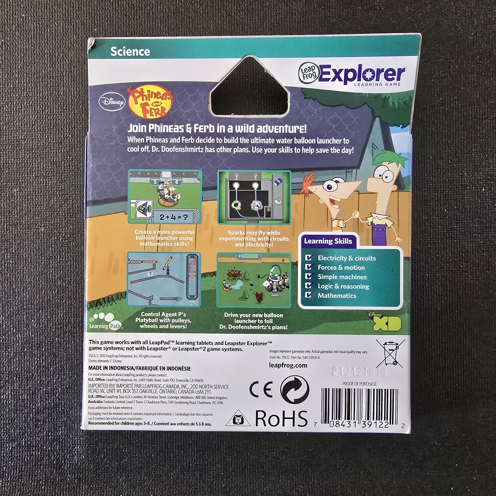 LeapFrog Explorer Disney Phineas and Ferb Science Learning Game K-2nd Grade 5-8