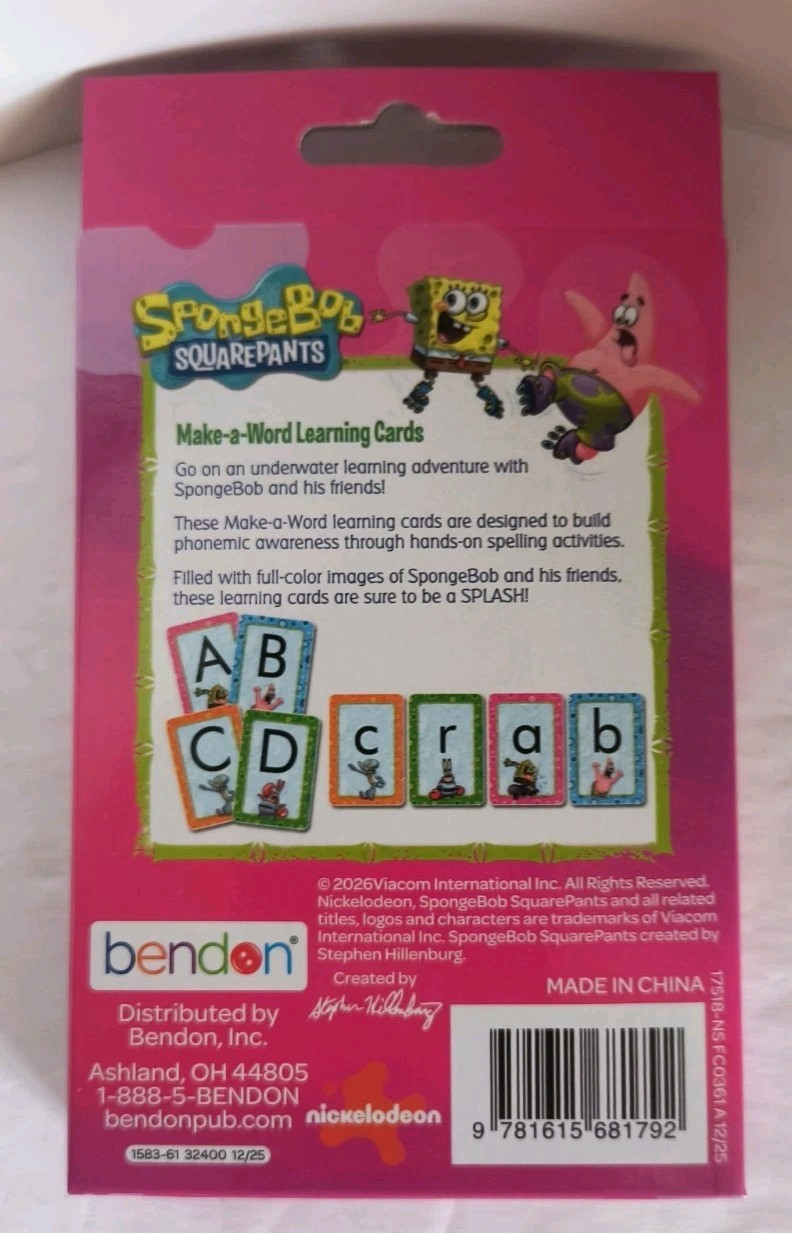 SpongeBob SquarePants Make-a Word Learning Cards Full Deck 36 Cards NEW! Free Sh