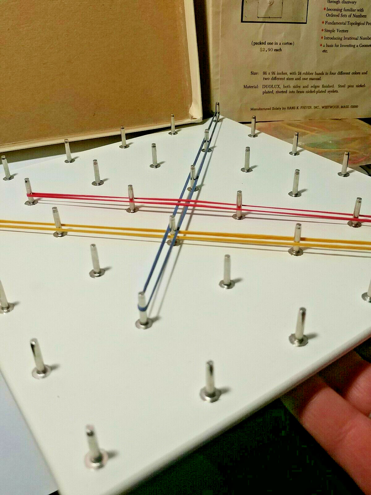 Vtg Rectangular Geoboard “R”–Mathematics, Geometry-visual learn-Hns Freyer