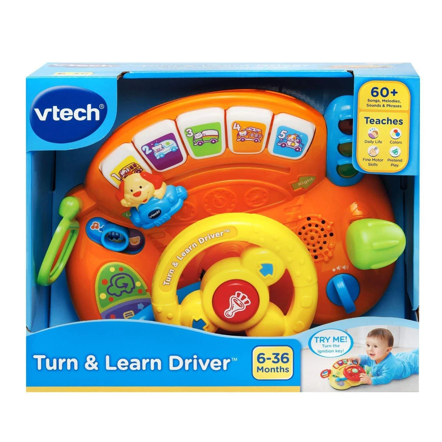 VTech Turn & Learn Driver Toy 80-166660 6-36 Months 60+ Melodies, Sounds NEW!