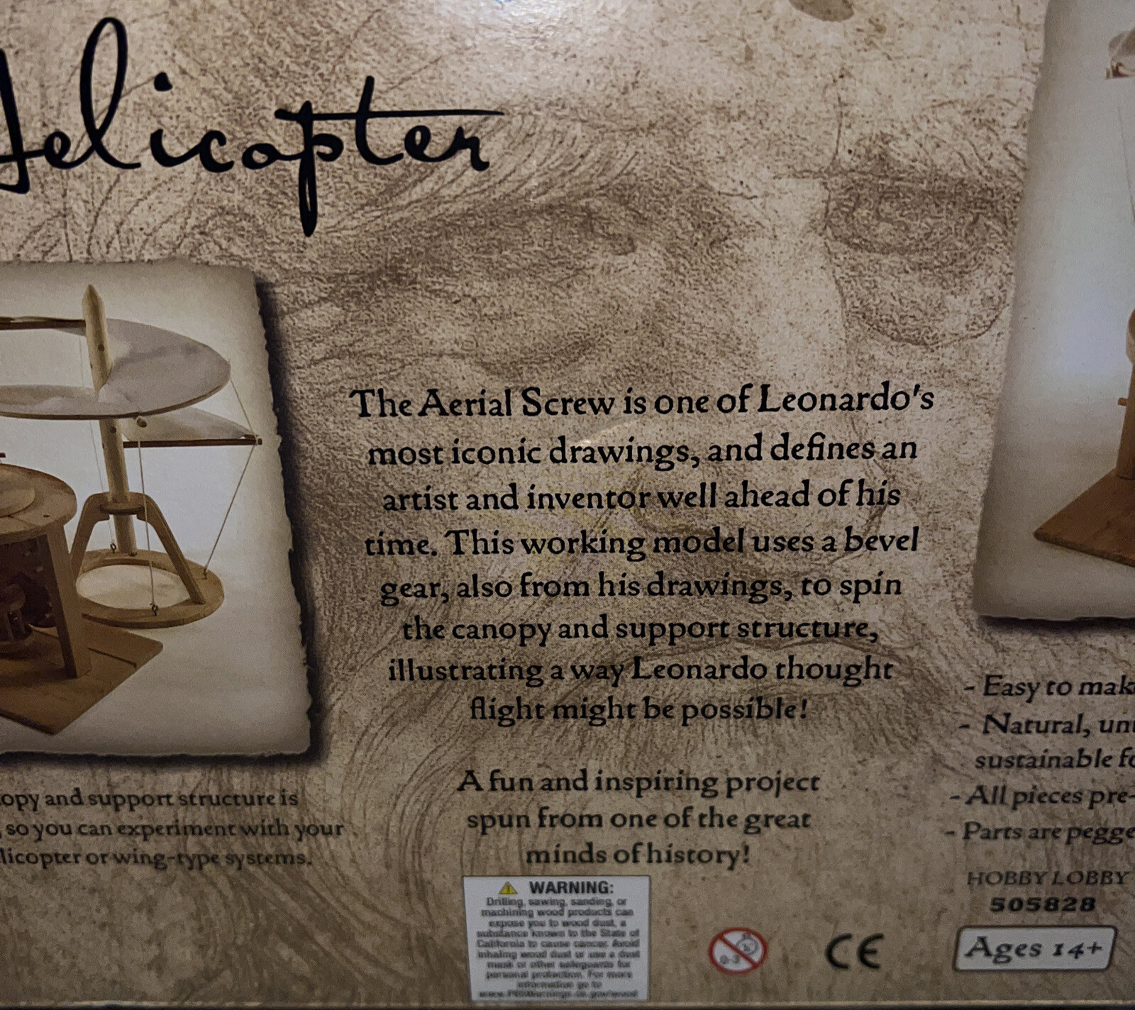 Leonardo da Vinci Premium Aerial Screw (Helicopter Flying Machine) New Sealed